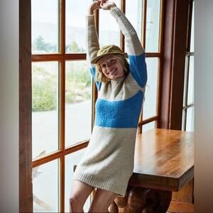NWT Toad&Co S Toddy Super Soft Alpaca & Merino Wool Crew Sweater Dress‎ Glacier